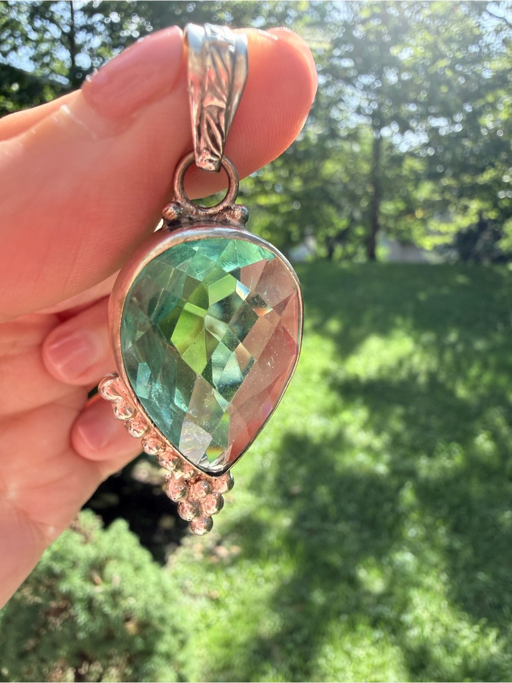Sterling Silver Teardrop with Aquamarine Pendant